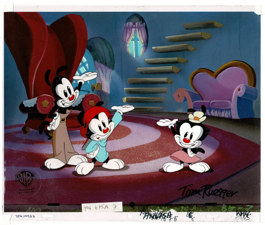 ANIMANIACS! Original Production Animation Cel Warner Brothers 1993-8 SIGNED by Animaniacs Creator Tom Ruegger Slappy Squirrel Theme Song