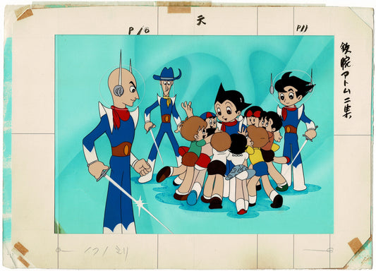 Astro Boy Production Animation Anime Cel OBG Background and Drawing 1960s Tezuka 35