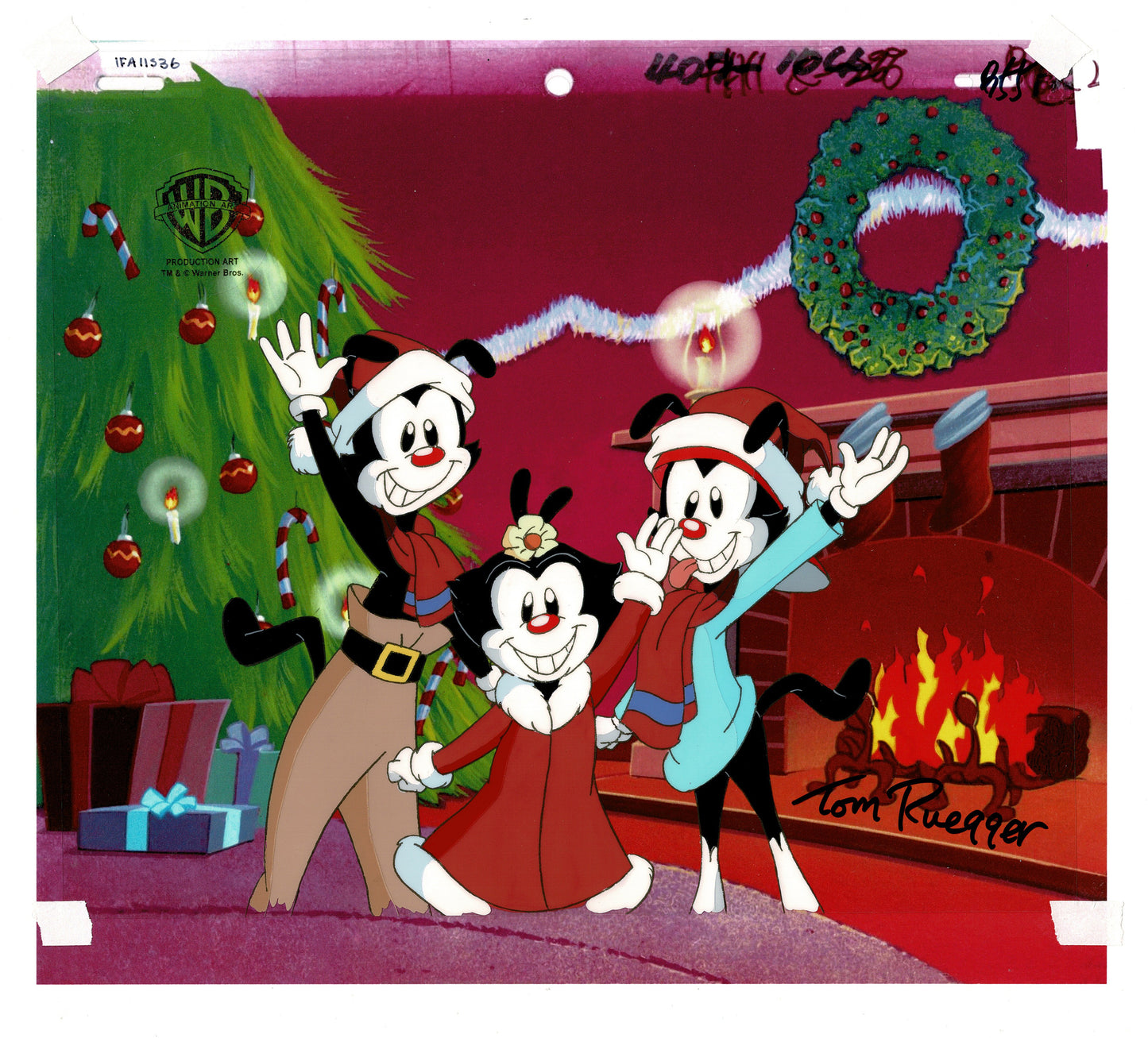 ANIMANIACS! Original Production Animation Cel Warner Brothers 1993-8 SIGNED by Animaniacs Creator Tom Ruegger Noel Song b