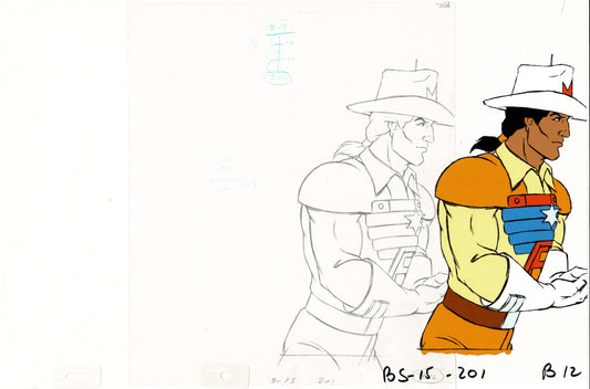 Bravestarr Animation Cartoon Production Cel and Drawing from Filmation 1987-8 D-b121