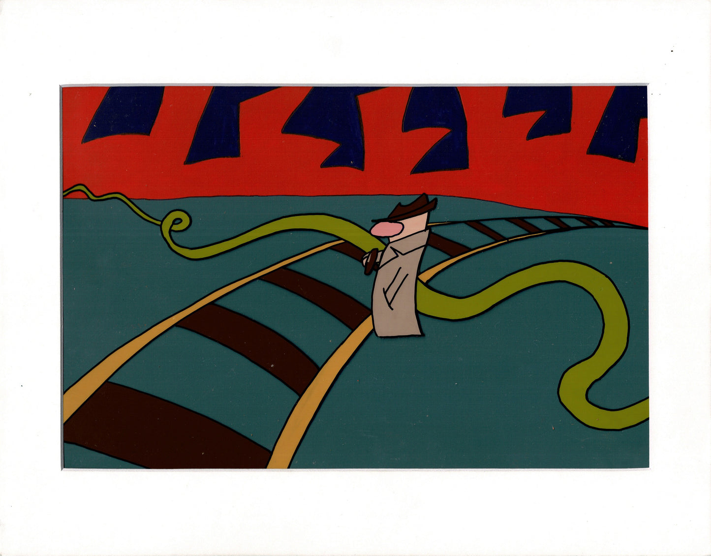 Sesame Street Cels and Drawings and OBG Original Background Production Animation Detective Snake Book by Paula Winter Cartoon by Daniel Ivanick 1985 SP02