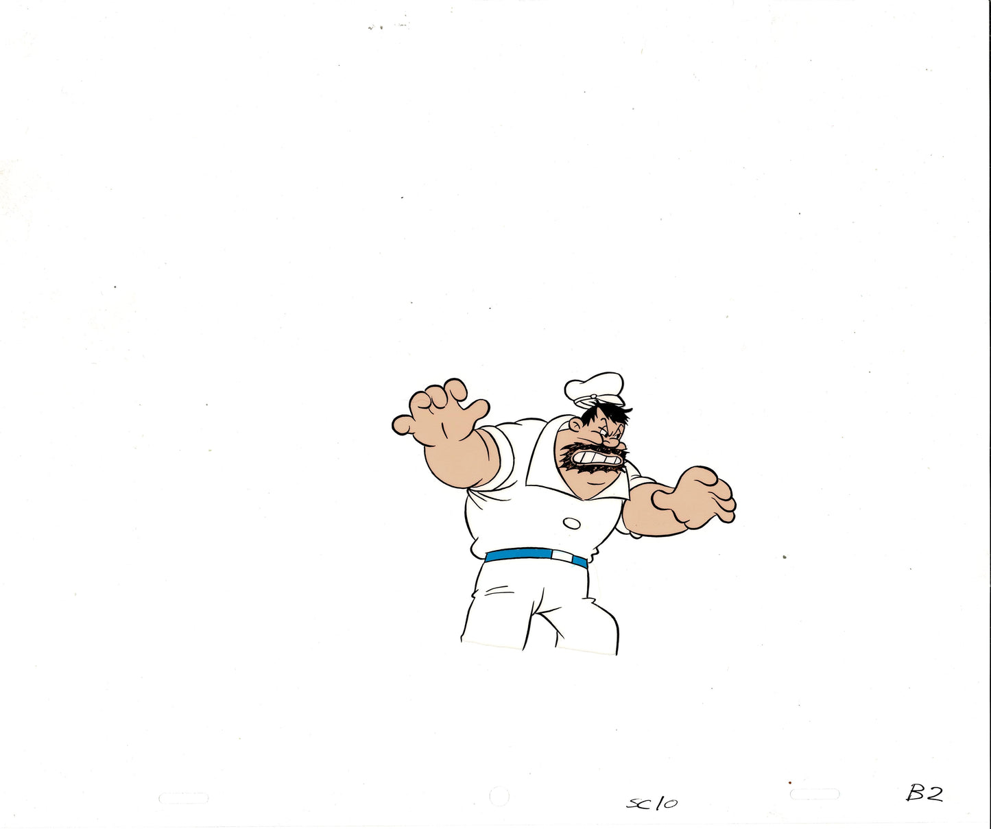 Popeye Bluto Screen-Used Production Animation Cel and Drawing Hand-Inked Pre-1970s B2