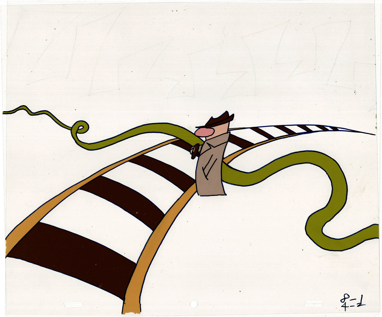 Sesame Street Cels and Drawings and OBG Original Background Production Animation Detective Snake Book by Paula Winter Cartoon by Daniel Ivanick 1985 SP02
