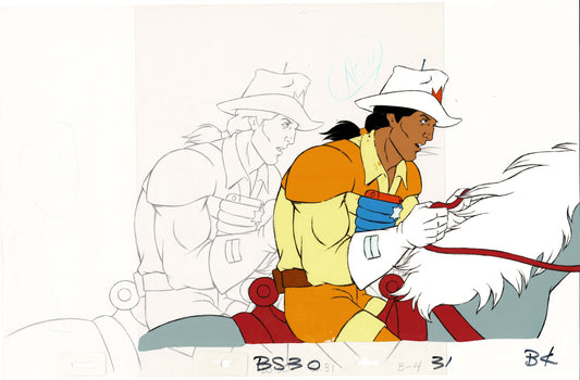 Bravestarr Animation Cartoon Production Cel and Drawing from Filmation 1987-8 D-b41