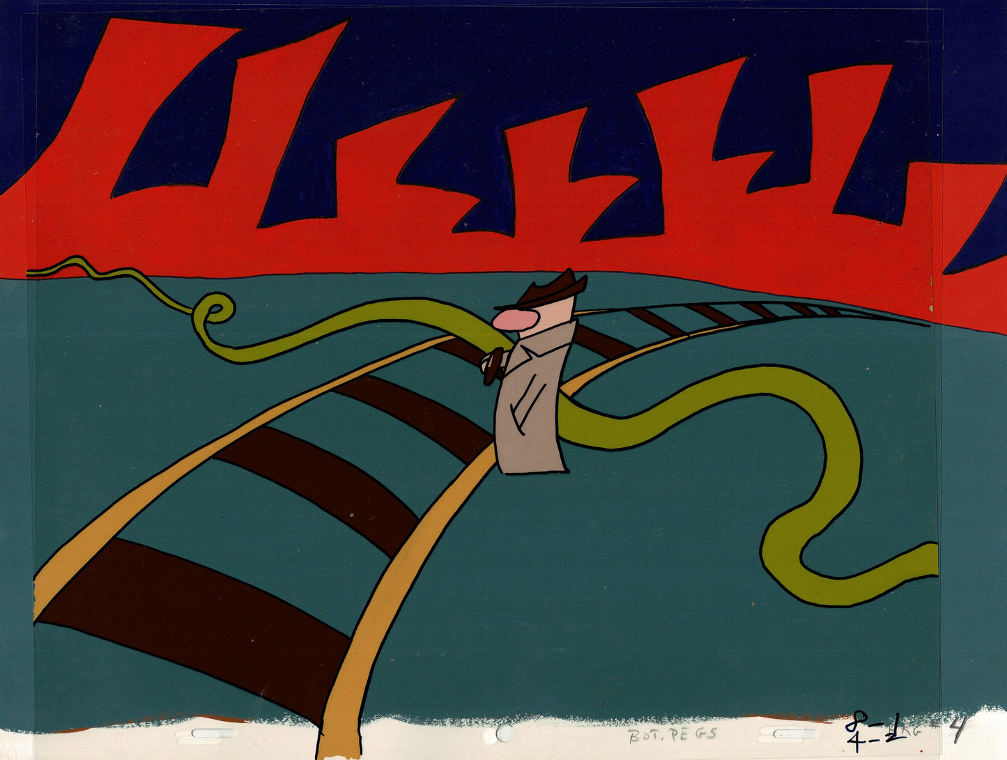 Sesame Street Cels and Drawings and OBG Original Background Production Animation Detective Snake Book by Paula Winter Cartoon by Daniel Ivanick 1985 SP02