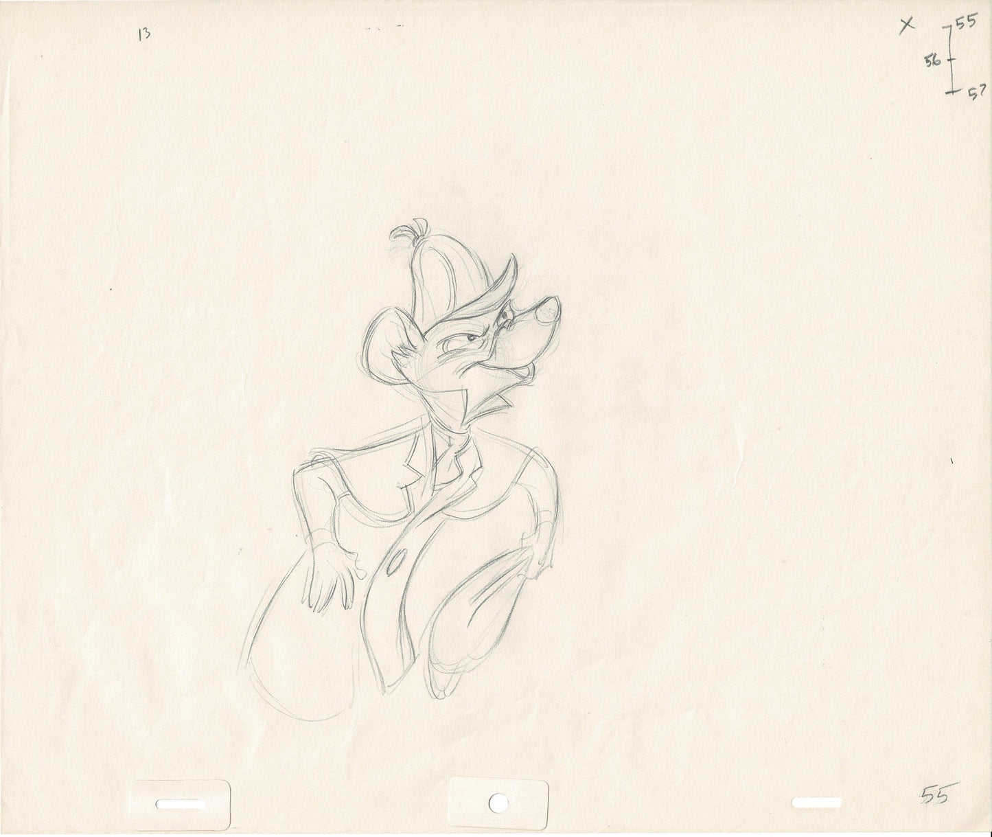 Great Mouse Detective Basil Walt Disney Production Animation Drawing 1986 13k