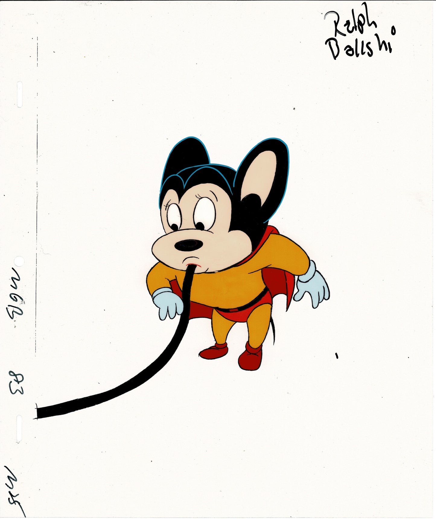 Mighty Mouse Ralph Bakshi SIGNED Original Production Animation Cel 1987-88 C-KO