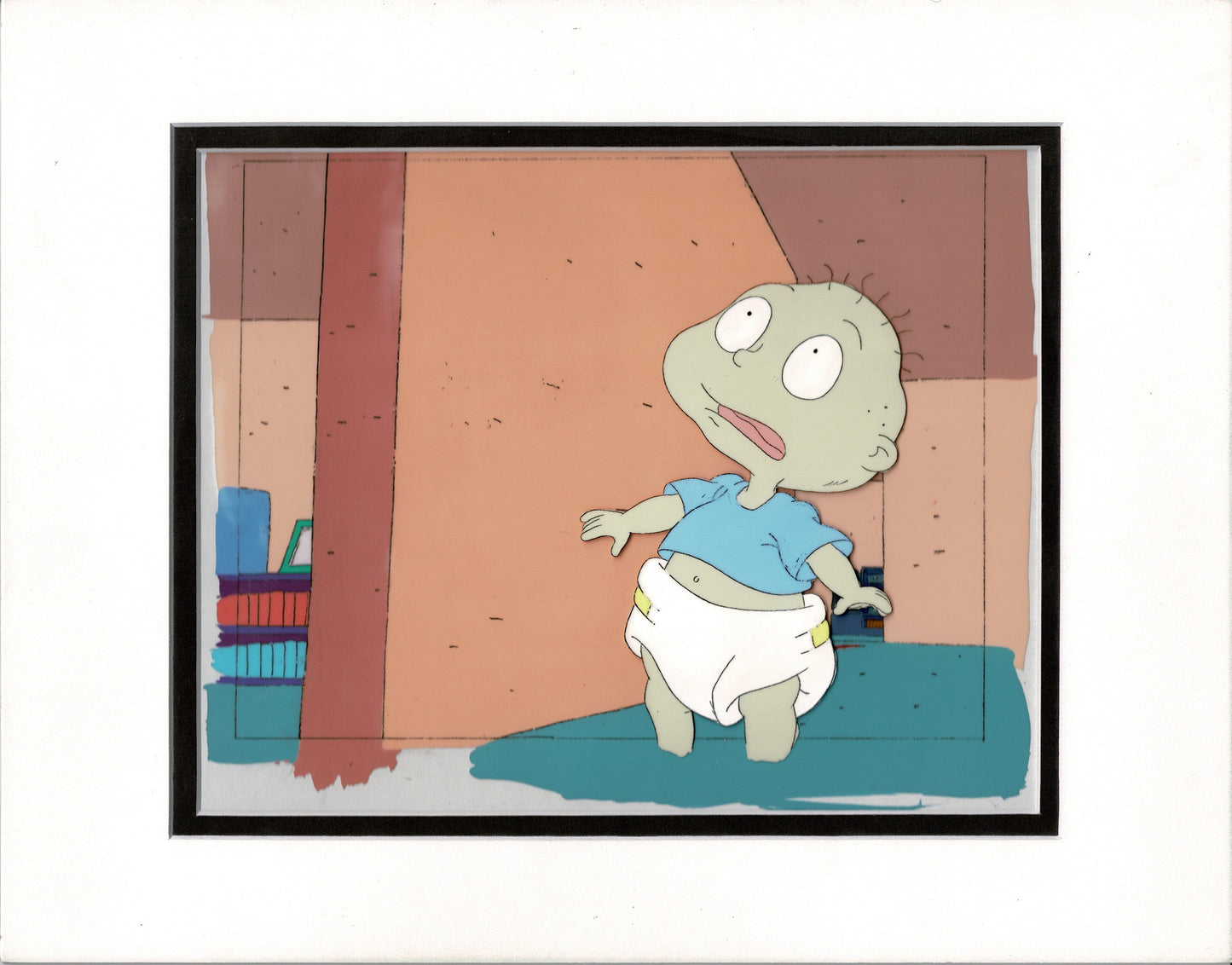 Rugrats Original Production Cel with OBG Original background and drawing with Tommy Pickles Nickelodeon 1990s