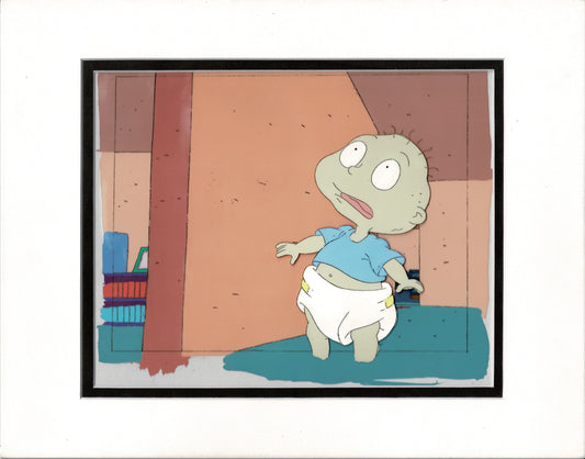 Rugrats Original Production Cel with OBG Original background and drawing with Tommy Pickles Nickelodeon 1990s
