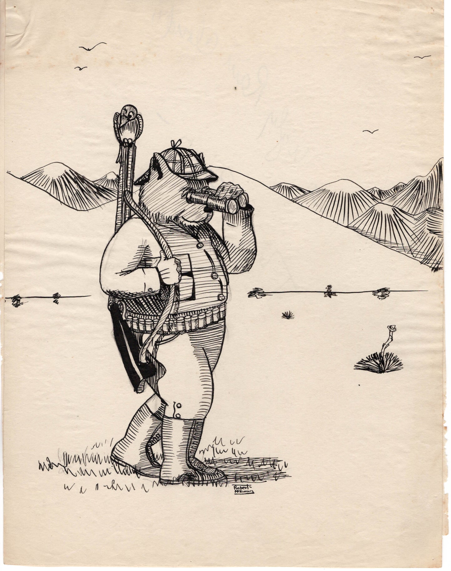 Robert McKimson Sr. 1928 Original Pen and Ink Illustration SIGNED and from His Estate