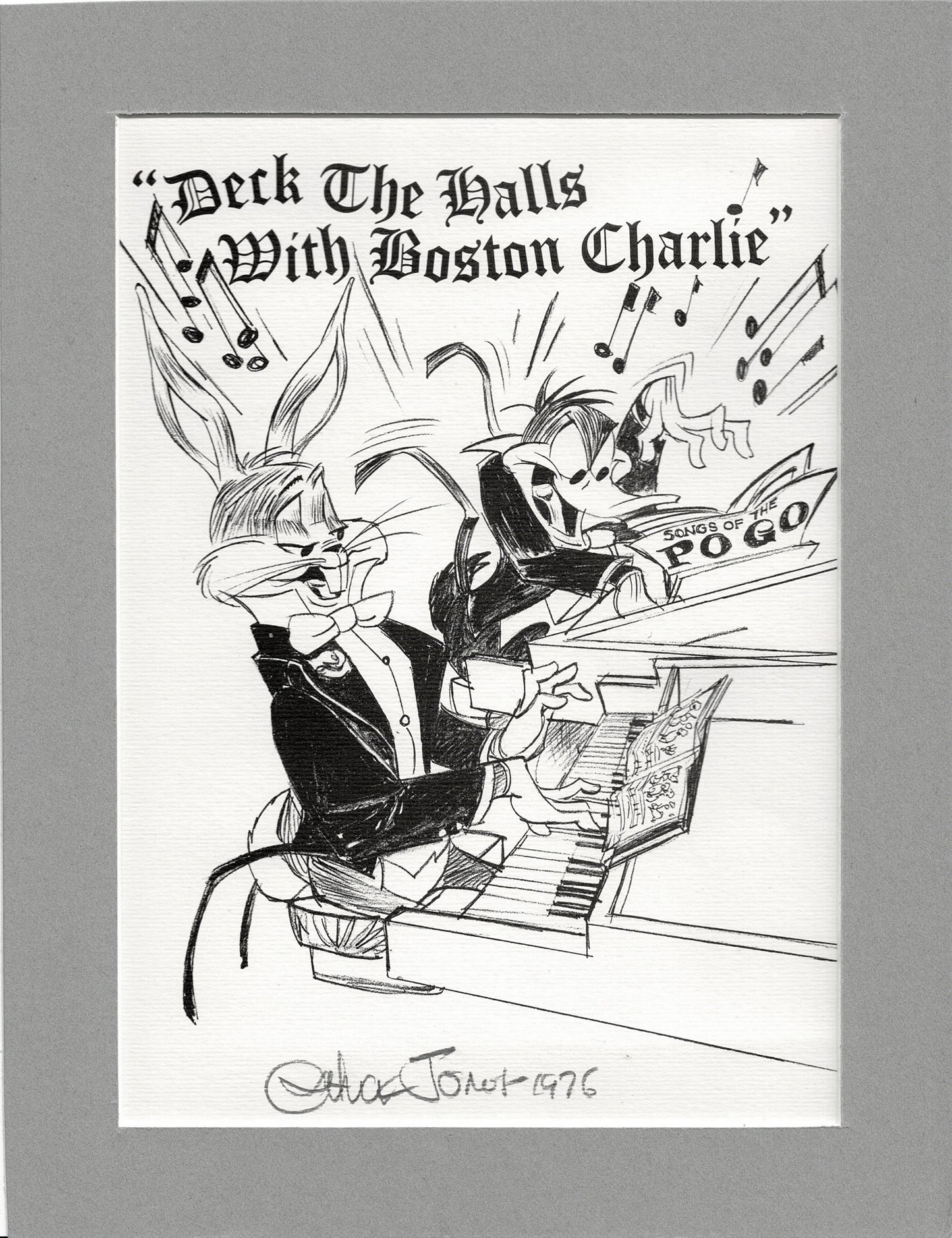 CHUCK JONES SIGNED Bugs Daffy Looney Tunes Holiday Card Print 1976 June Foray Owned
