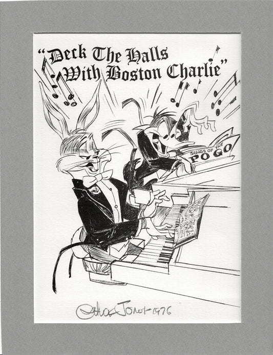 CHUCK JONES SIGNED Bugs Daffy Looney Tunes Holiday Card Print 1976 June Foray Owned