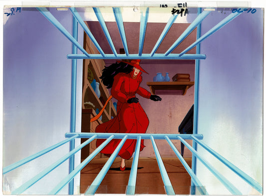 Carmen Sandiego DIC Original Production Animation Cel, Painted Background OBG and drawing 1994-1999 c11