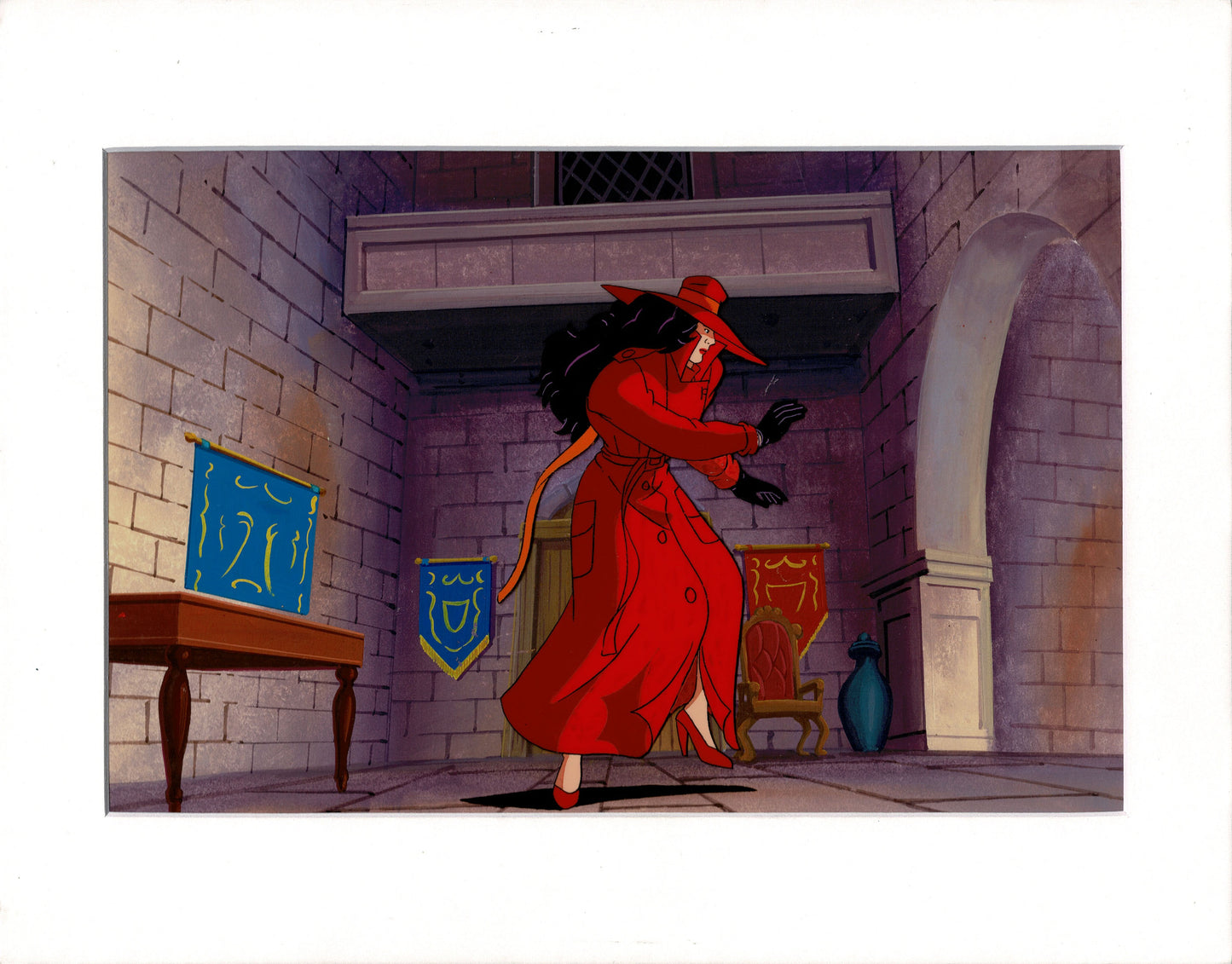 Carmen Sandiego DIC Original Production Animation Cel, Painted Background OBG and drawing 1994-1999 c12