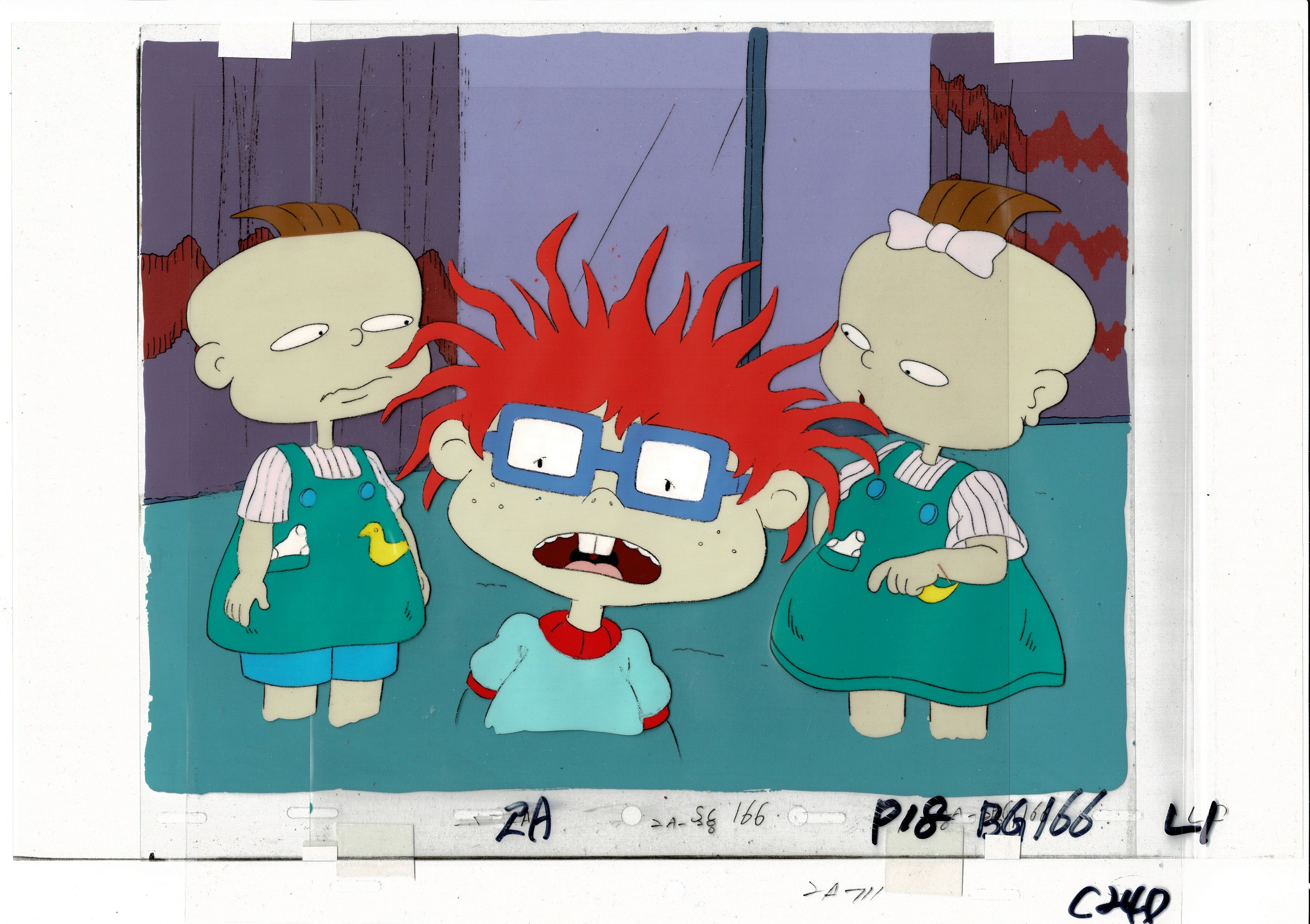 Rugrats Original Production Cel with OBG Original background and drawi ...
