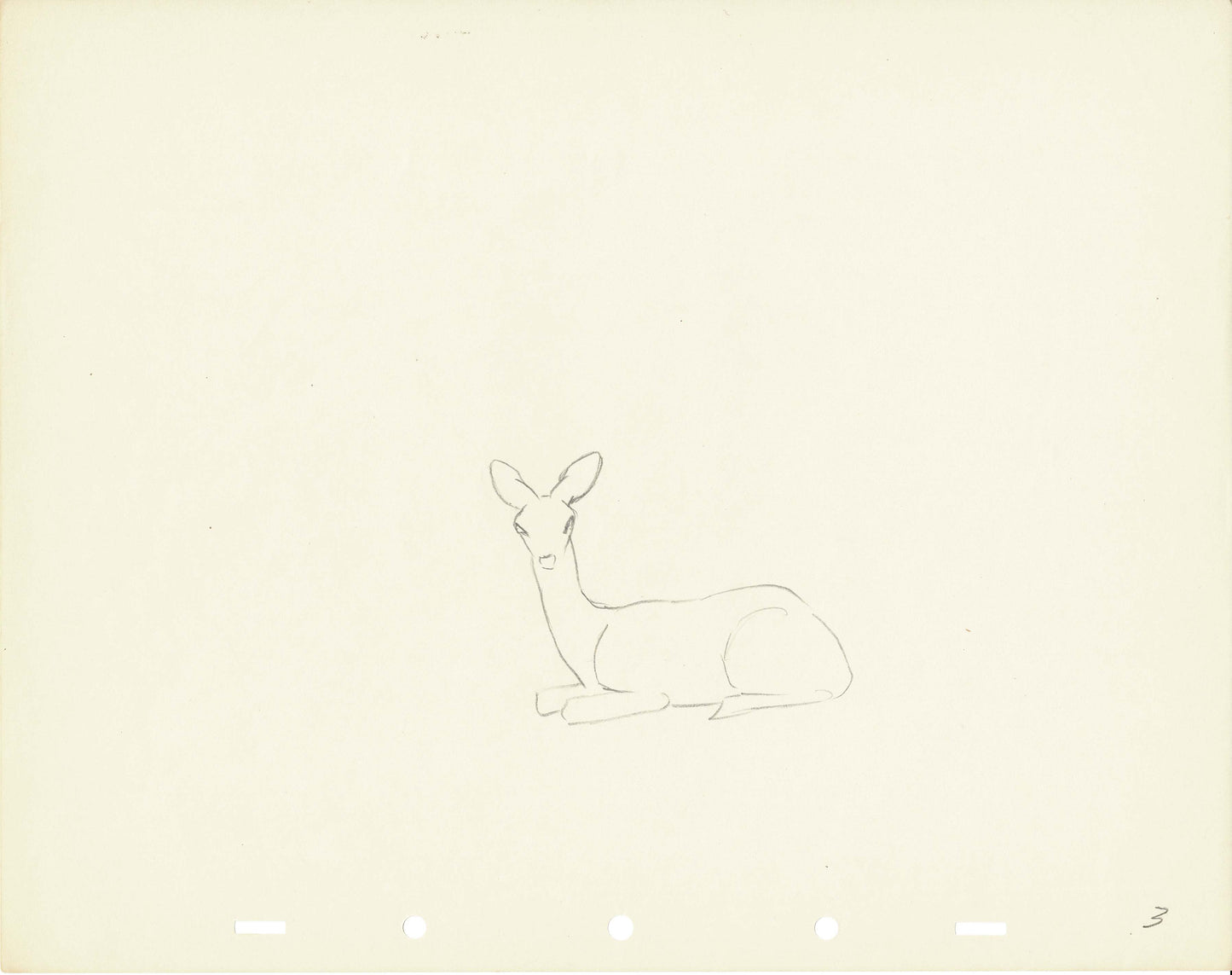 Walt Disney Rough Production Animation Cel Drawing or Study of a Deer 3m