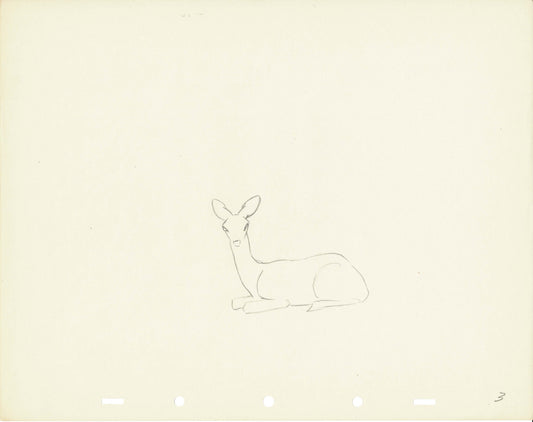 Walt Disney Rough Production Animation Cel Drawing or Study of a Deer 3m