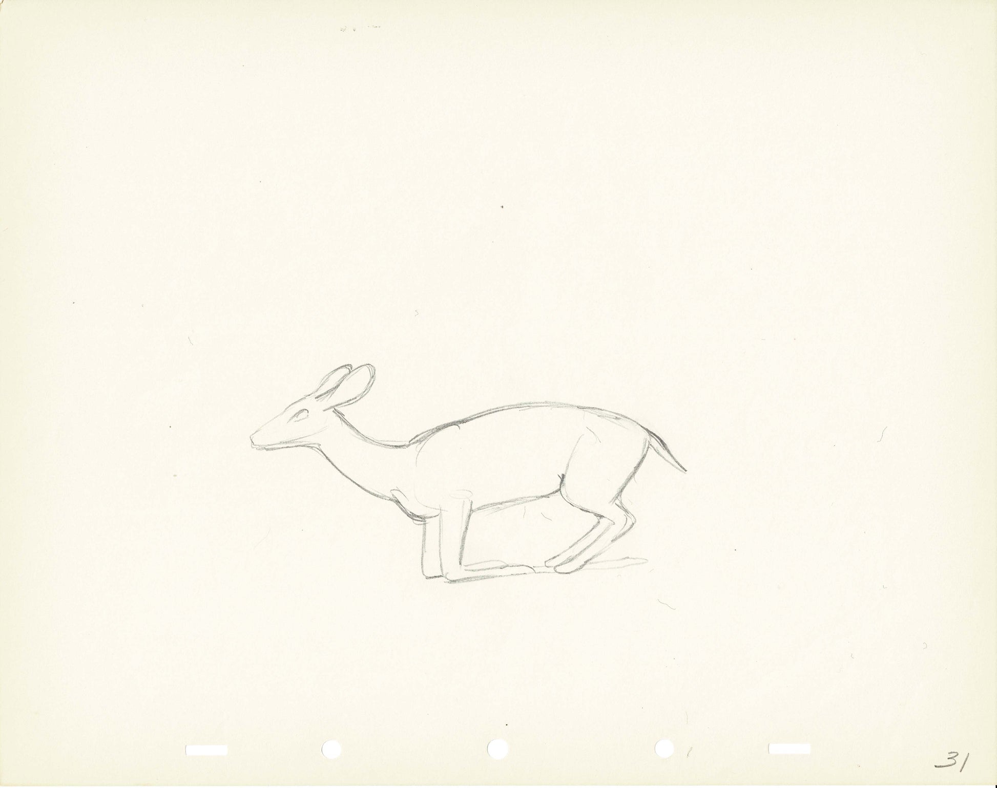 Walt Disney Rough Production Animation Cel Drawing or Study of a Deer ...