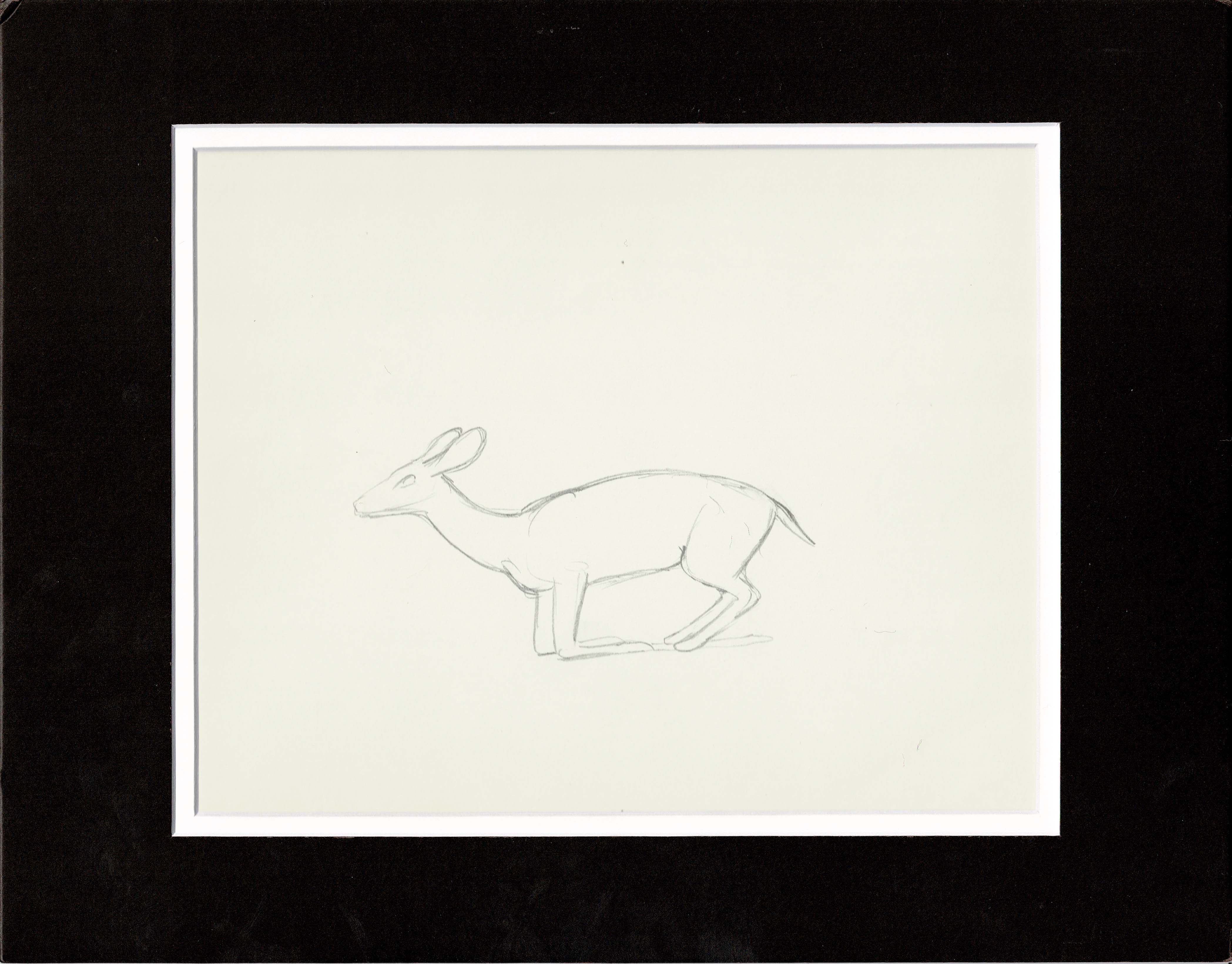 Walt Disney Rough Production Animation Cel Drawing or Study of a Deer ...