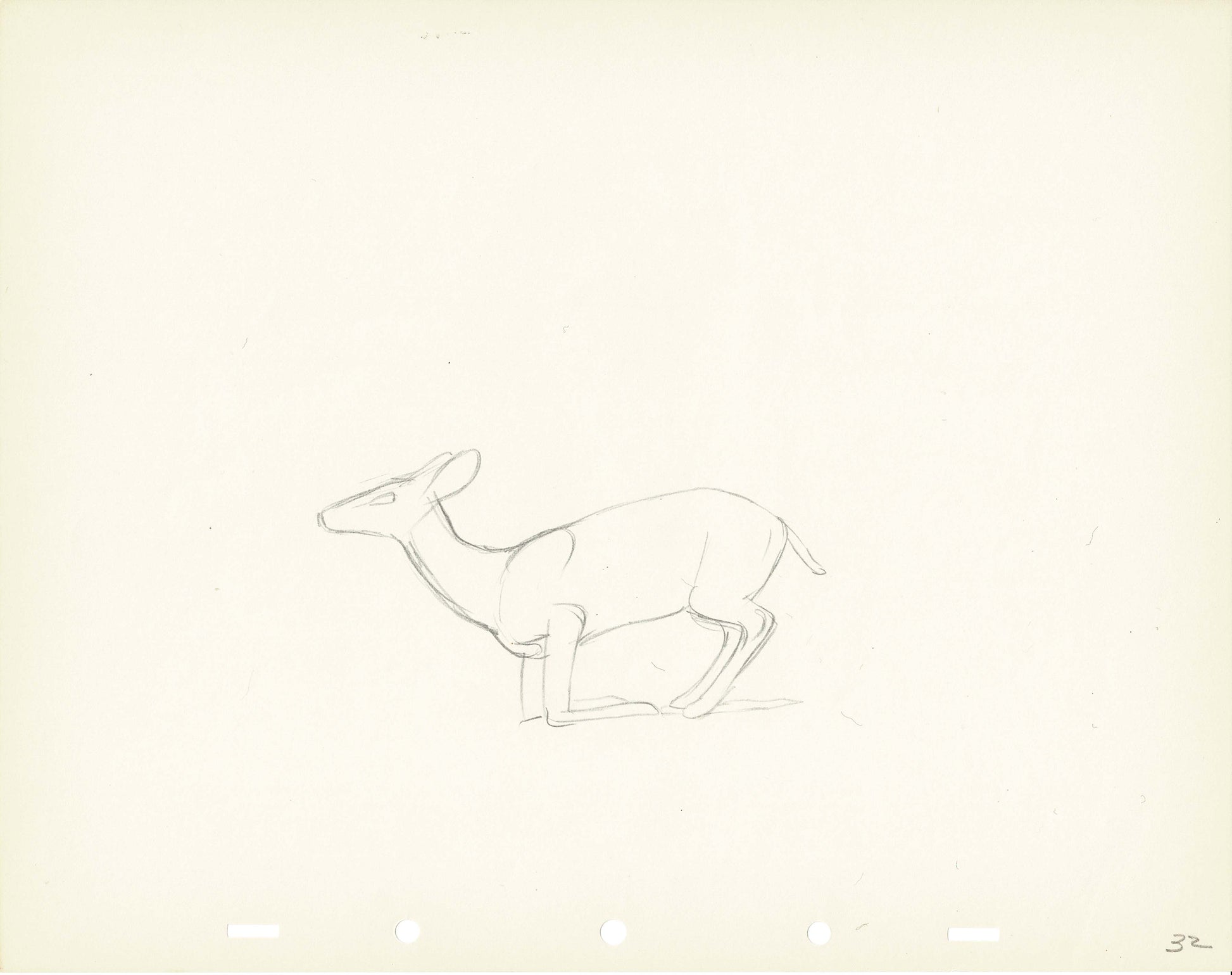 Walt Disney Rough Production Animation Cel Drawing or Study of a Deer ...
