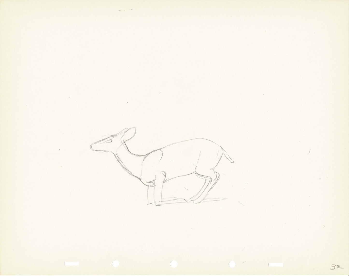 Walt Disney Rough Production Animation Cel Drawing or Study of a Deer 32m