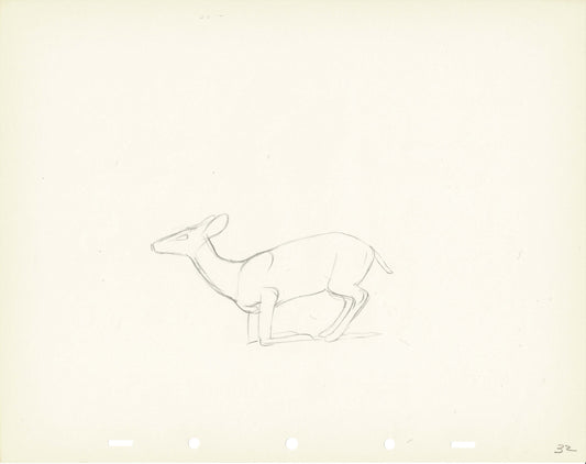 Walt Disney Rough Production Animation Cel Drawing or Study of a Deer 32m