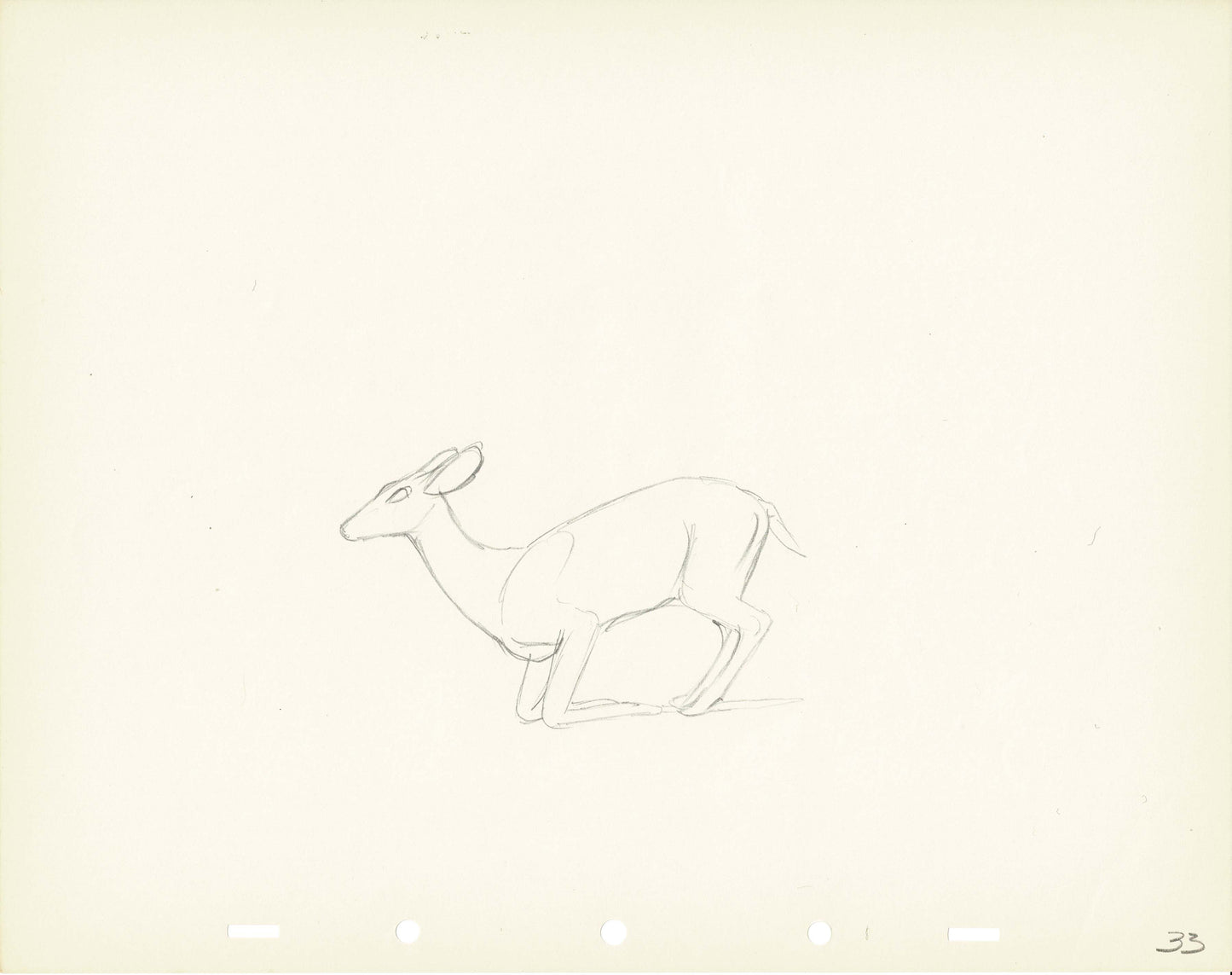 Walt Disney Rough Production Animation Cel Drawing or Study of a Deer 33m