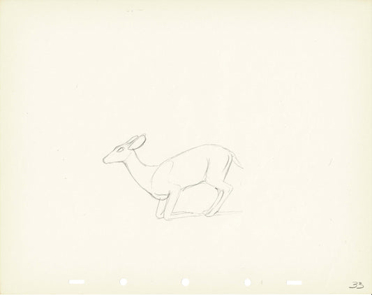 Walt Disney Rough Production Animation Cel Drawing or Study of a Deer 33m