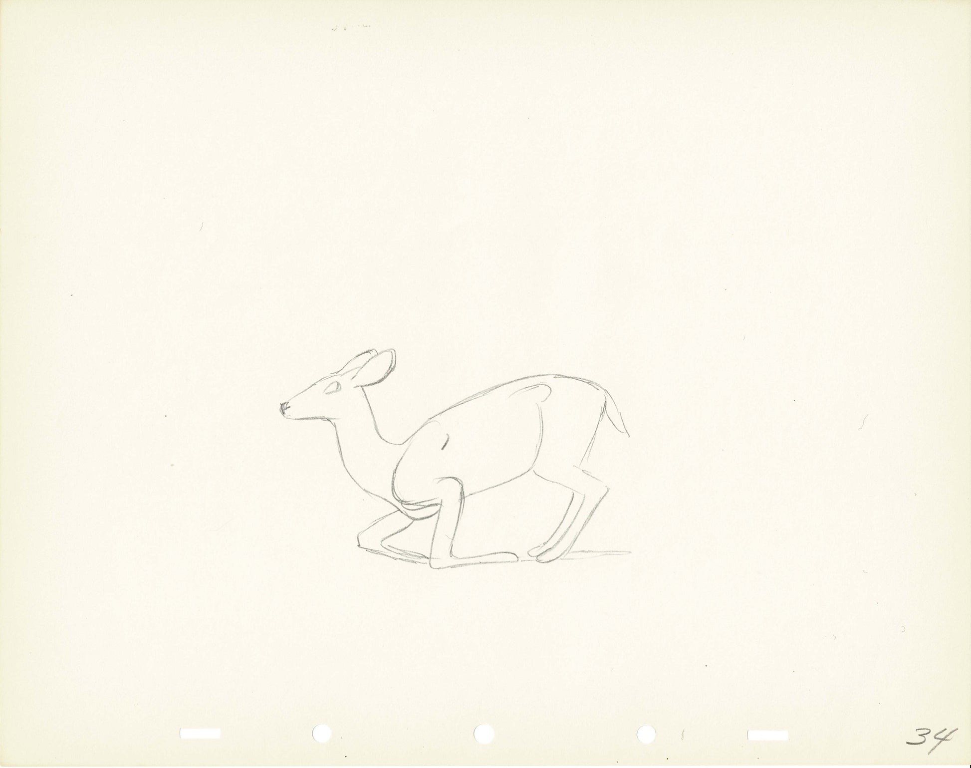 Walt Disney Rough Production Animation Cel Drawing or Study of a Deer ...