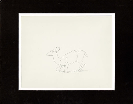 Walt Disney Rough Production Animation Cel Drawing or Study of a Deer 34m