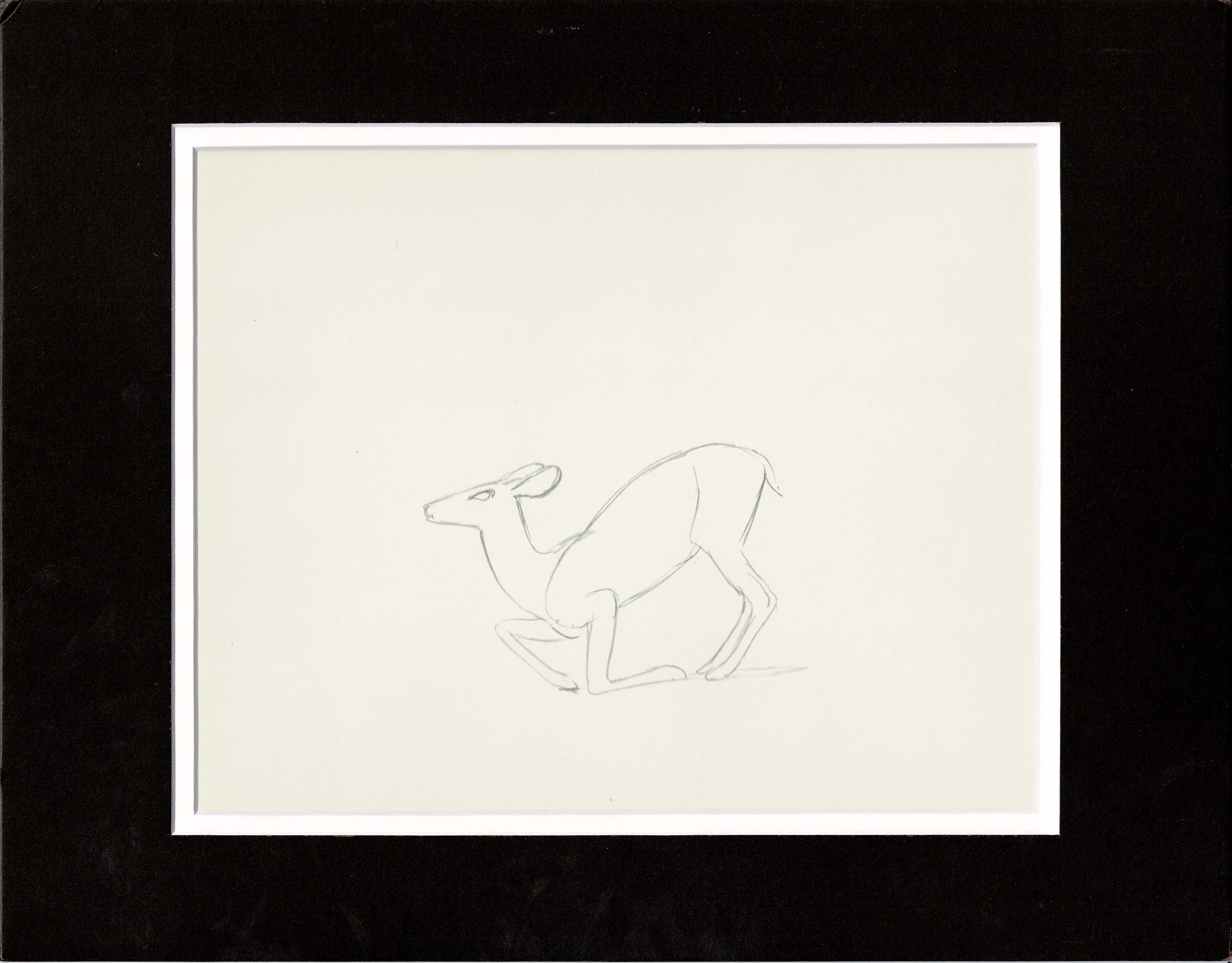 Walt Disney Rough Production Animation Cel Drawing or Study of a Deer ...