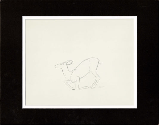 Walt Disney Rough Production Animation Cel Drawing or Study of a Deer 35m