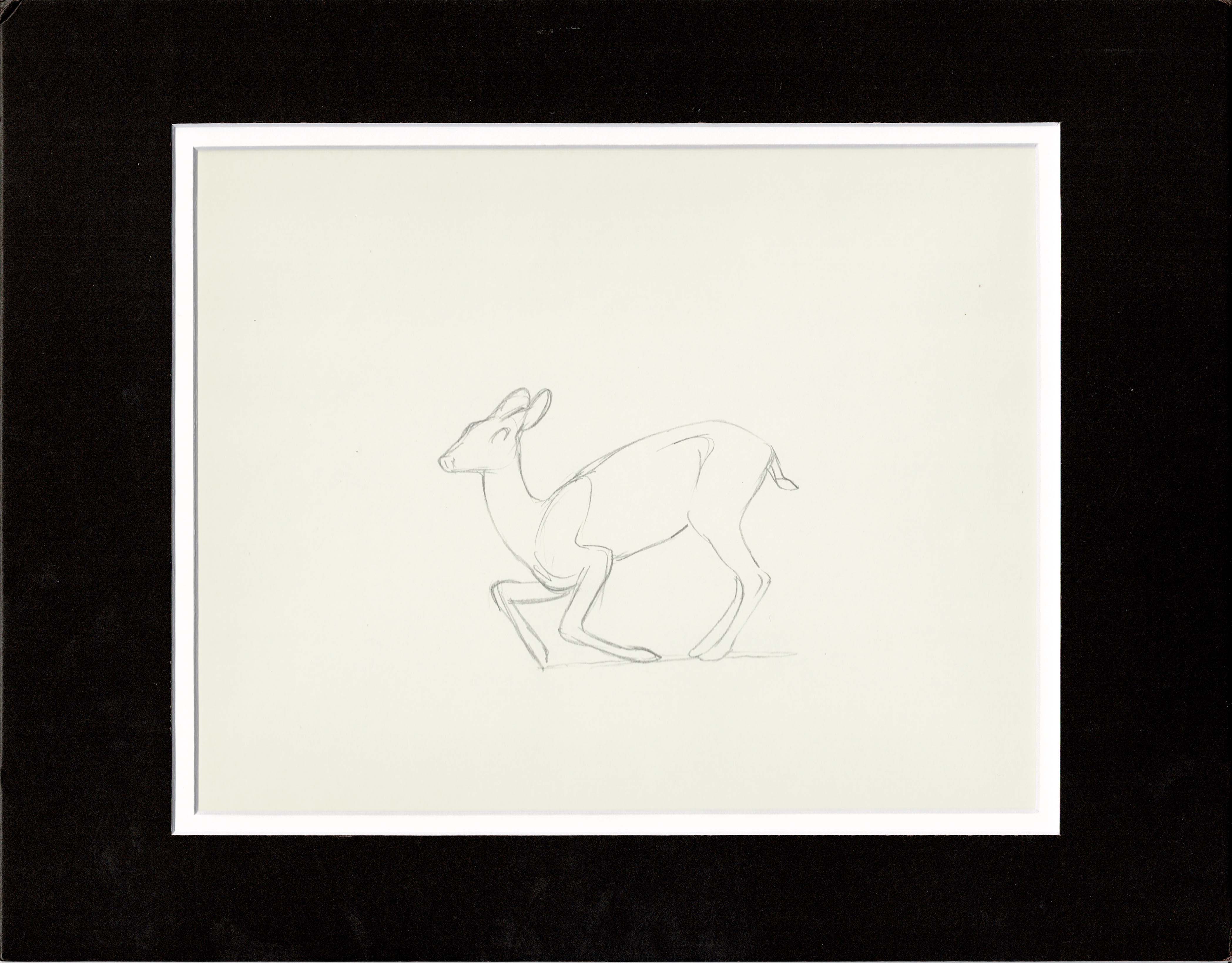 Walt Disney Rough Production Animation Cel Drawing or Study of a Deer ...