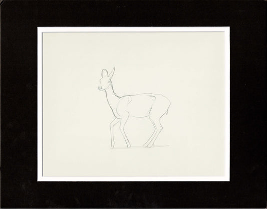 Walt Disney Rough Production Animation Cel Drawing or Study of a Deer 39m