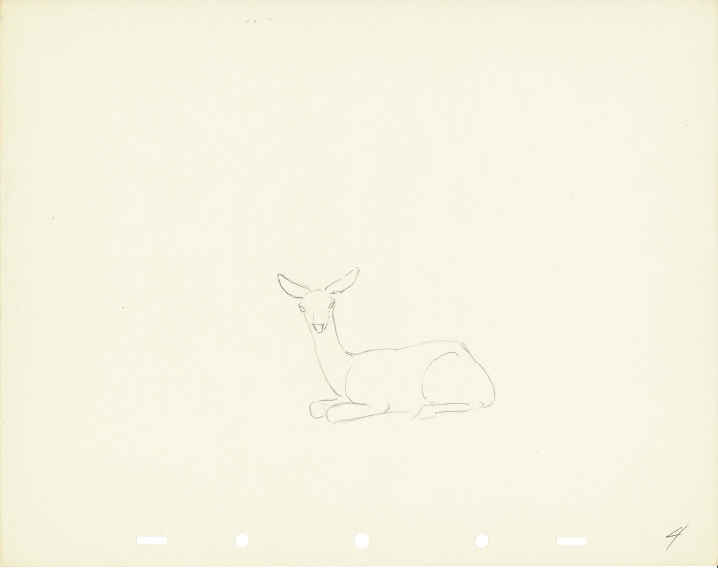 Walt Disney Rough Production Animation Cel Drawing or Study of a Deer 4m