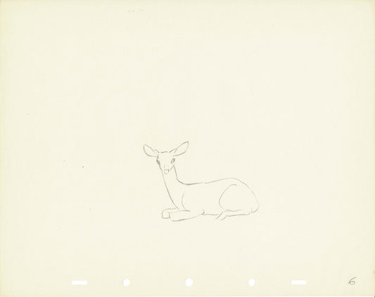 Walt Disney Rough Production Animation Cel Drawing or Study of a Deer 6m