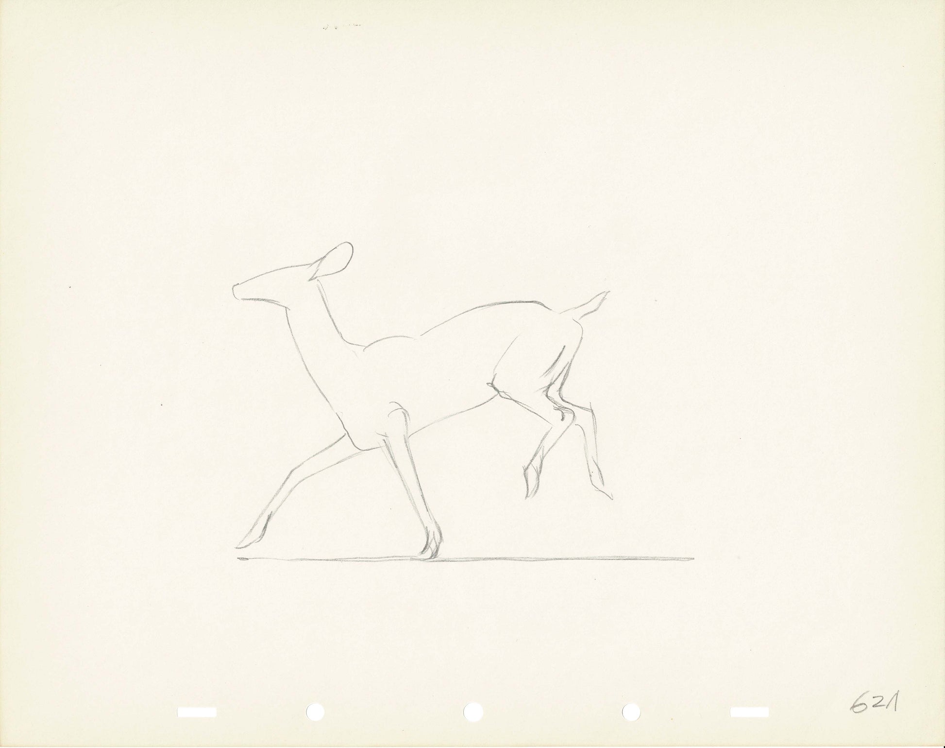 Walt Disney Rough Production Animation Cel Drawing or Study of a Deer ...