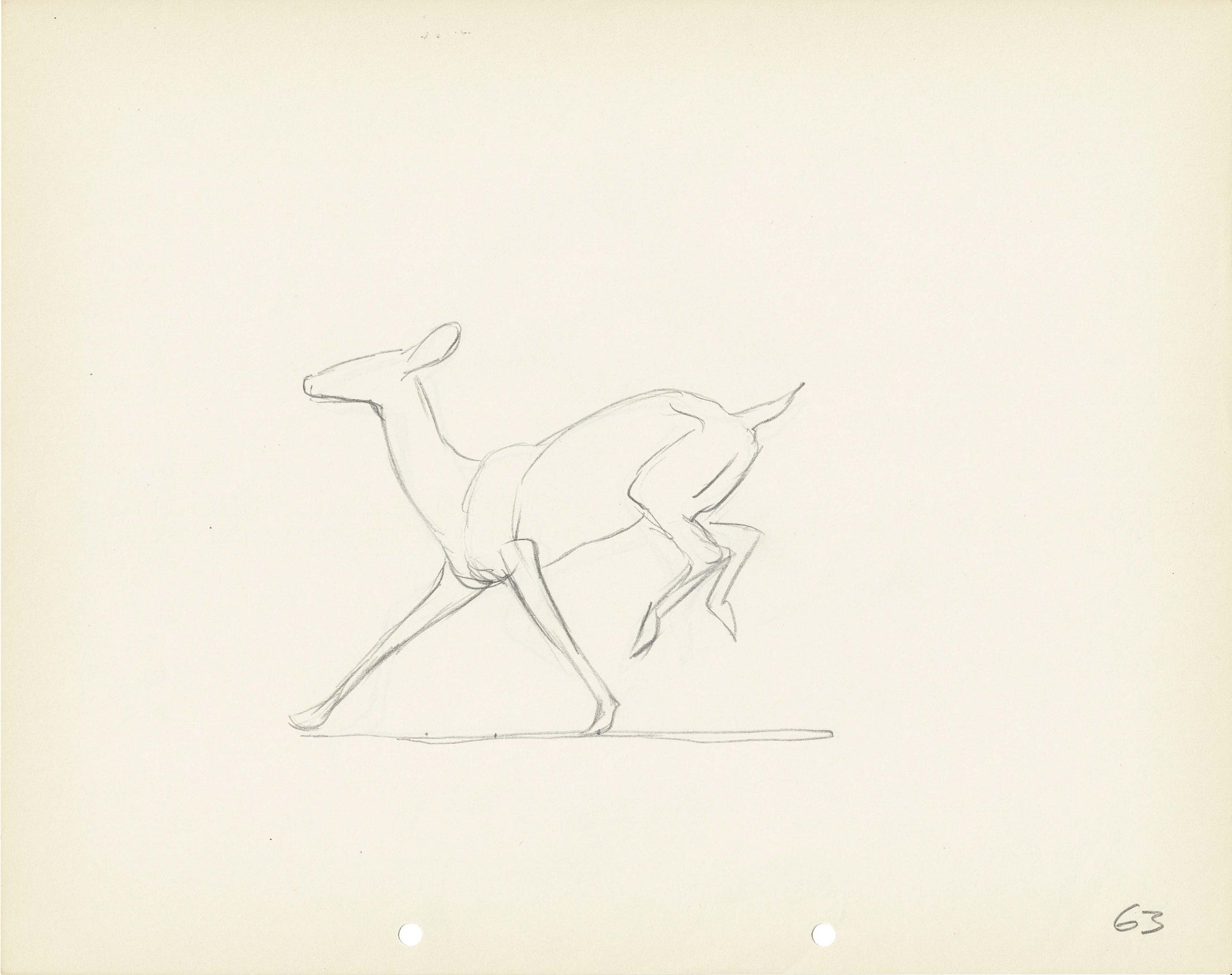 Walt Disney Rough Production Animation Cel Drawing or Study of a Deer ...