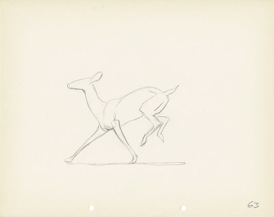 Walt Disney Rough Production Animation Cel Drawing or Study of a Deer 63m