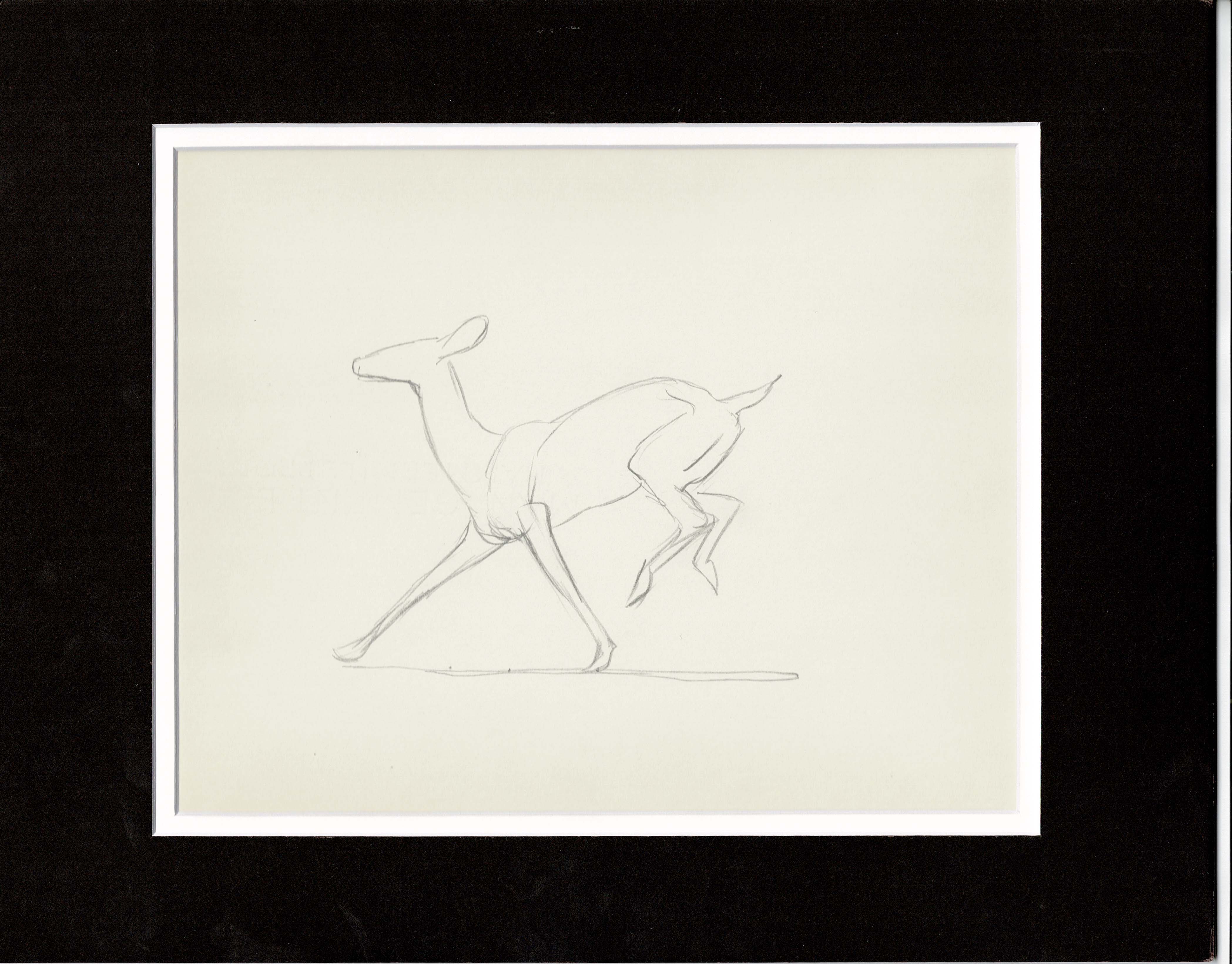 Walt Disney Rough Production Animation Cel Drawing or Study of a Deer ...