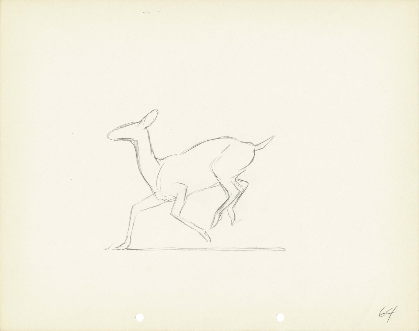 Walt Disney Rough Production Animation Cel Drawing or Study of a Deer 64m