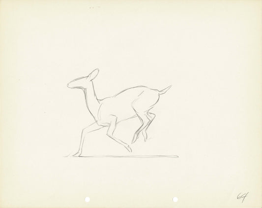 Walt Disney Rough Production Animation Cel Drawing or Study of a Deer 64m