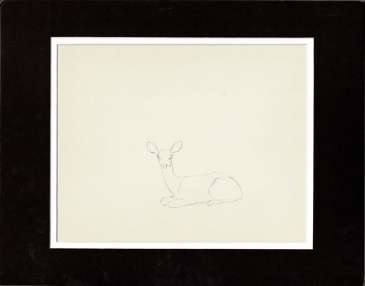 Walt Disney Rough Production Animation Cel Drawing or Study of a Deer 7m