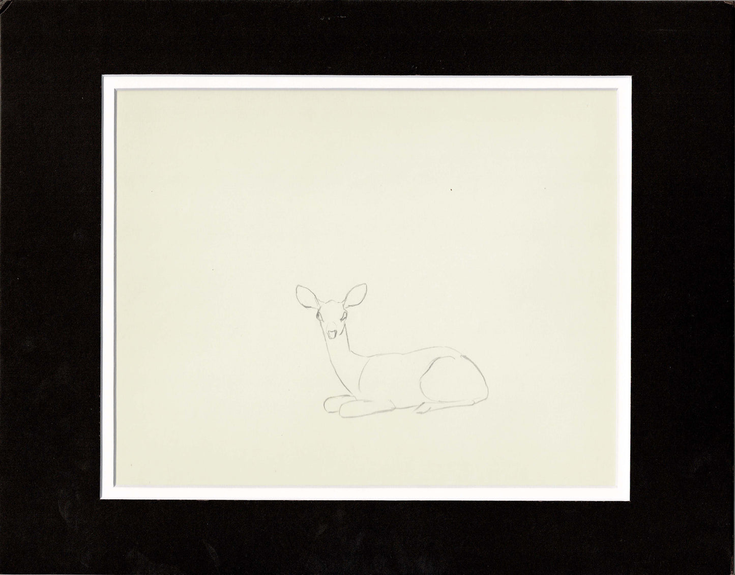 Walt Disney Rough Production Animation Cel Drawing or Study of a Deer 7m