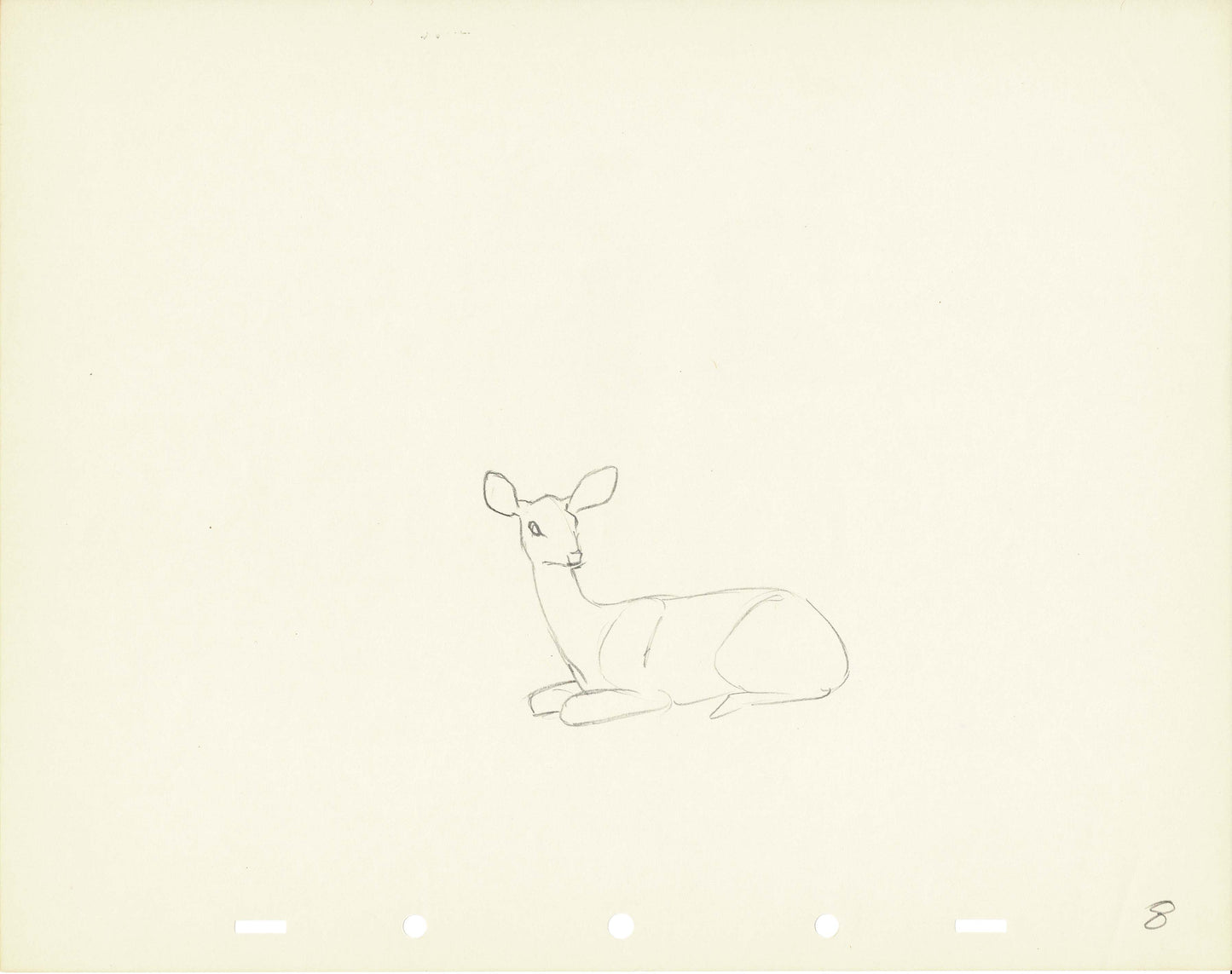 Walt Disney Rough Production Animation Cel Drawing or Study of a Deer 8m