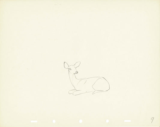 Walt Disney Rough Production Animation Cel Drawing or Study of a Deer 9m