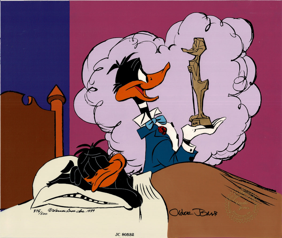 Daffy Duck Chuck Jones SIGNED Limited Edition Cel of 500 Looney Tunes Warner Brothers 1989 Matted OH