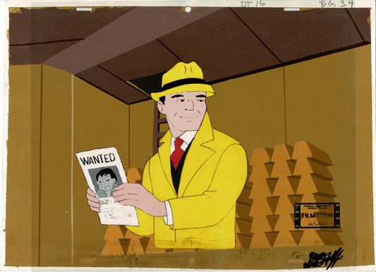 Dick Tracy Cartoon Cel Setup AND Original Production Background Animation Vintage Filmation 1971