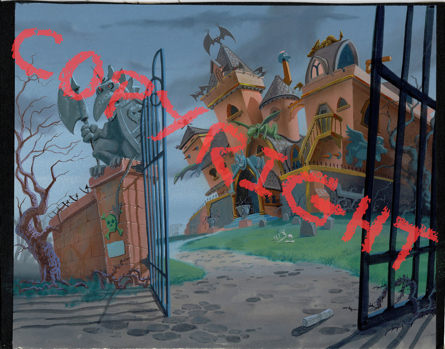Little Dracula Original Production Animation Background Of the Castle Fox 1991