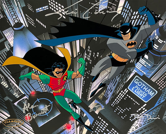Gothams Dynamic Duo WB Hand-Painted 100 Ltd Ed Cel n Gicleé Background Signed Bruce Timm Alan Burnett Paul Dini and Kevin Conroy